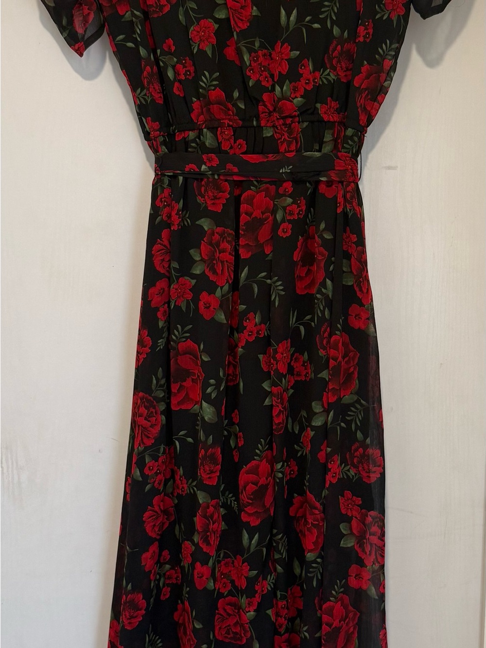 Coco Disney Black & Red Floral Wrap Maxi Dress - Picture 3 of 4